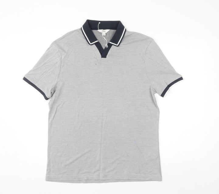 Marks and Spencer Men's Grey Short Sleeve Polo Shirt L Regular Fit