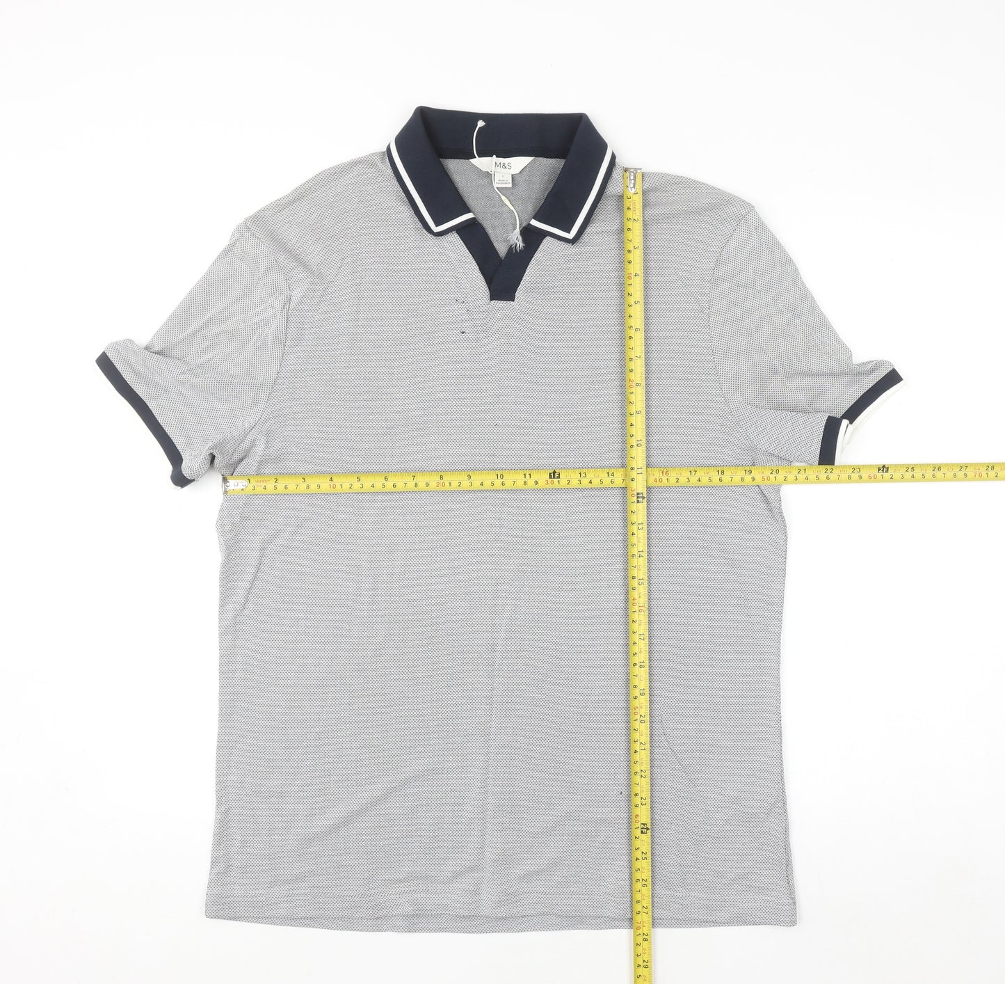 Marks and Spencer Men's Grey Short Sleeve Polo Shirt L Regular Fit