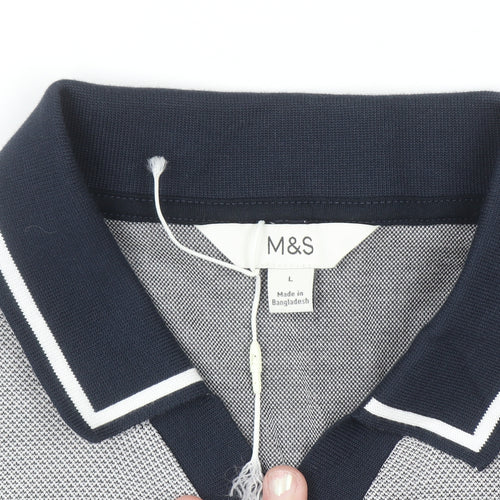Marks and Spencer Men's Grey Short Sleeve Polo Shirt L Regular Fit