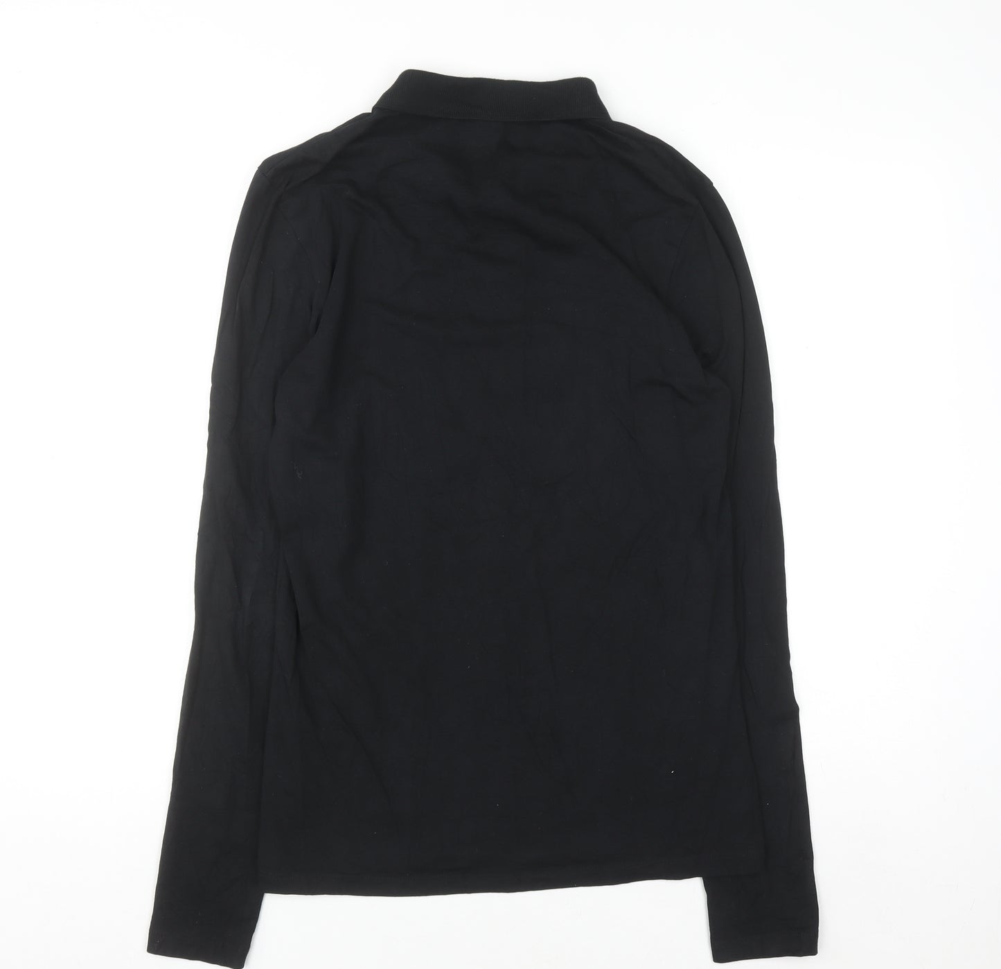 ASOS DESIGN Mens Black Long Sleeve Slim Fit Cotton Polo Shirt L
