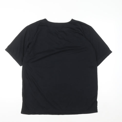 Hoang Collection Women's Black Cotton Blend Lace Up Tunic T-Shirt L