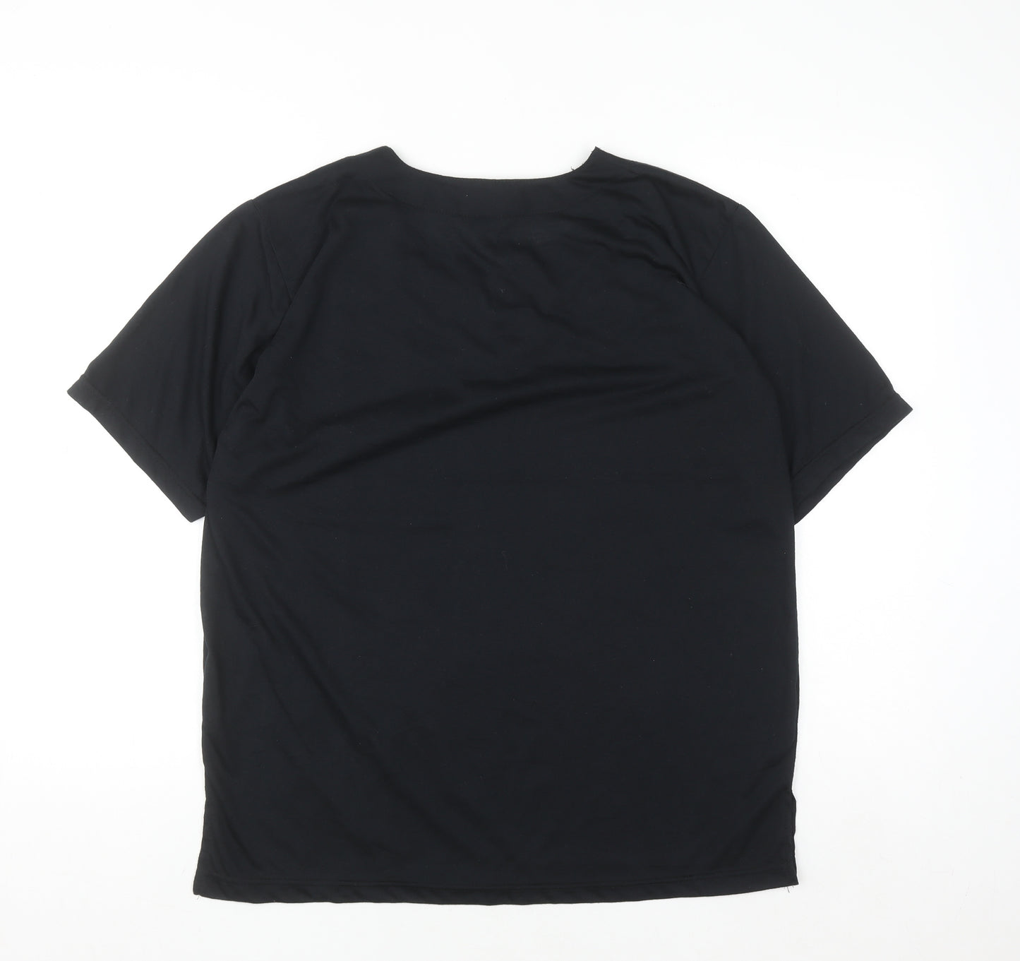 Hoang Collection Women's Black Cotton Blend Lace Up Tunic T-Shirt L