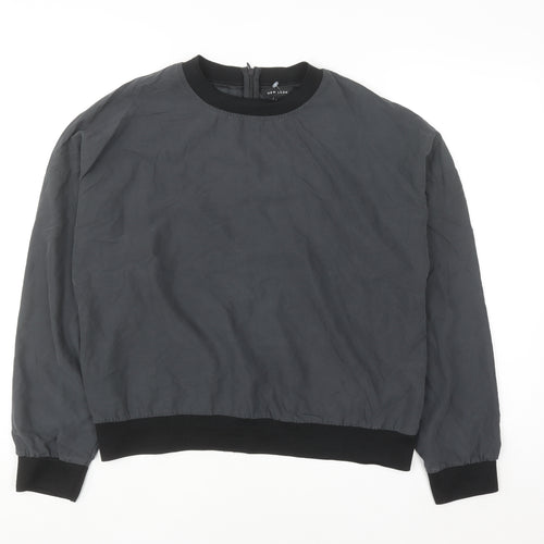 New Look Women's Grey Long Sleeve Crew Neck Zip Blouse Size 14