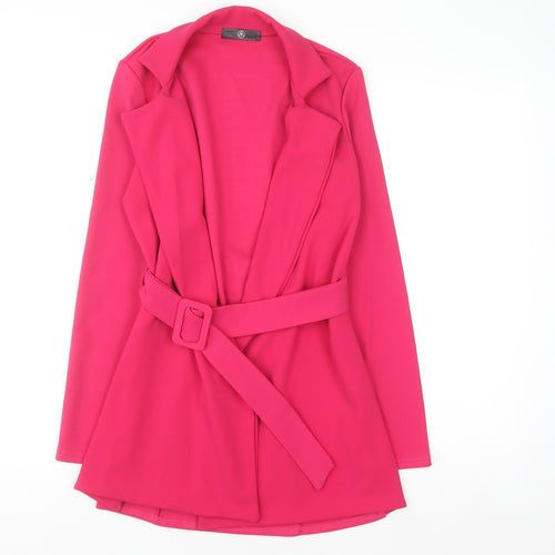 Missguided Womens Pink Belted Crepe Blazer Jacket Size 6
