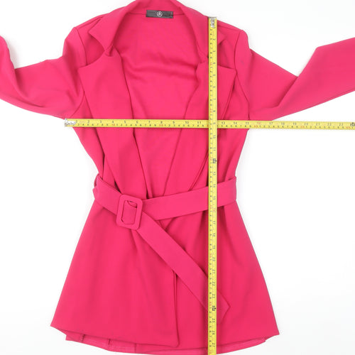 Missguided Womens Pink Belted Crepe Blazer Jacket Size 6