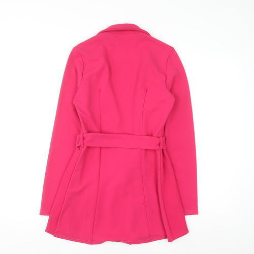 Missguided Womens Pink Belted Crepe Blazer Jacket Size 6