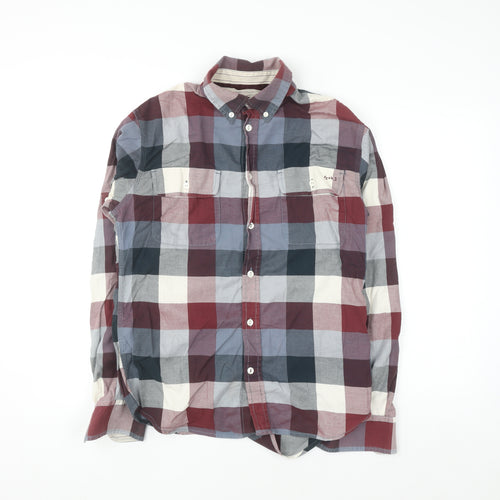 French Connection Men's Multicoloured Check Cotton Button-Up Shirt S