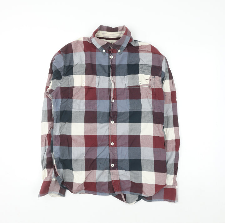 French Connection Men's Multicoloured Check Cotton Button-Up Shirt S