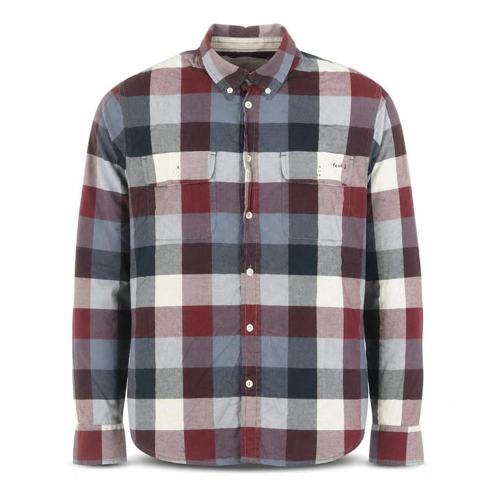 French Connection Men's Multicoloured Check Cotton Button-Up Shirt S