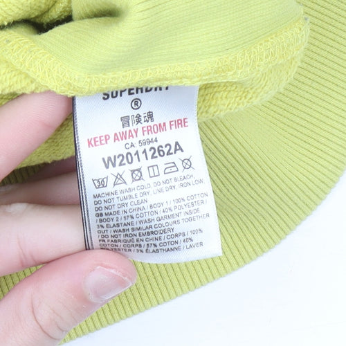 Superdry Womens Yellow Pullover Hoodie Size M Cotton Blend