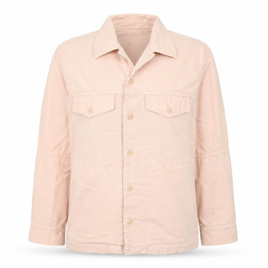 Front view of Ami women’s pink cotton button-up long sleeve shirt m