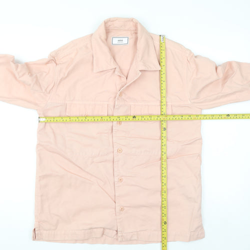 Ami Womens Pink Cotton Button-Up Long Sleeve Shirt M