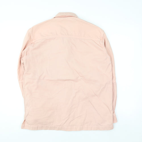 Ami Womens Pink Cotton Button-Up Long Sleeve Shirt M