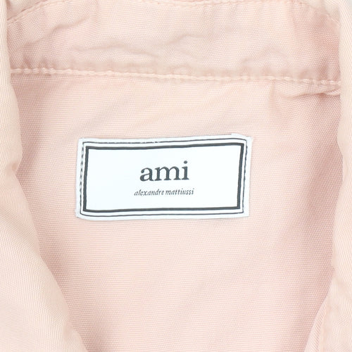 Ami Womens Pink Cotton Button-Up Long Sleeve Shirt M