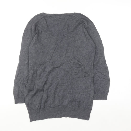 John Smedley Womens Grey V-Neck 100% Cotton Jumper M
