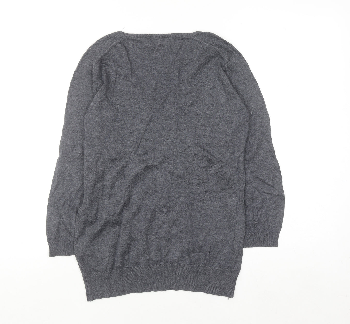 John Smedley Womens Grey V-Neck 100% Cotton Jumper M