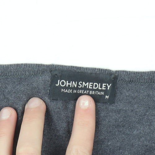 John Smedley Womens Grey V-Neck 100% Cotton Jumper M