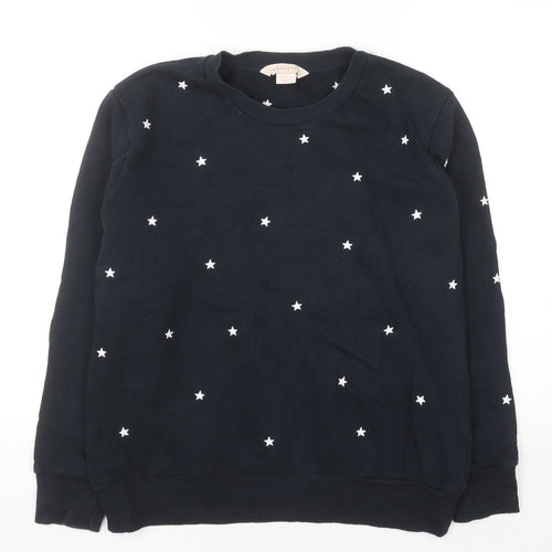 Mauvett Women Navy Blue Star Print Cotton Sweatshirt Size 12