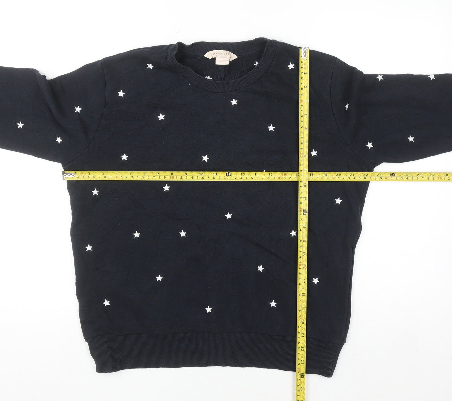 Mauvett Women Navy Blue Star Print Cotton Sweatshirt Size 12
