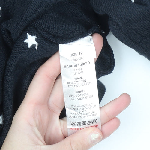 Mauvett Women Navy Blue Star Print Cotton Sweatshirt Size 12