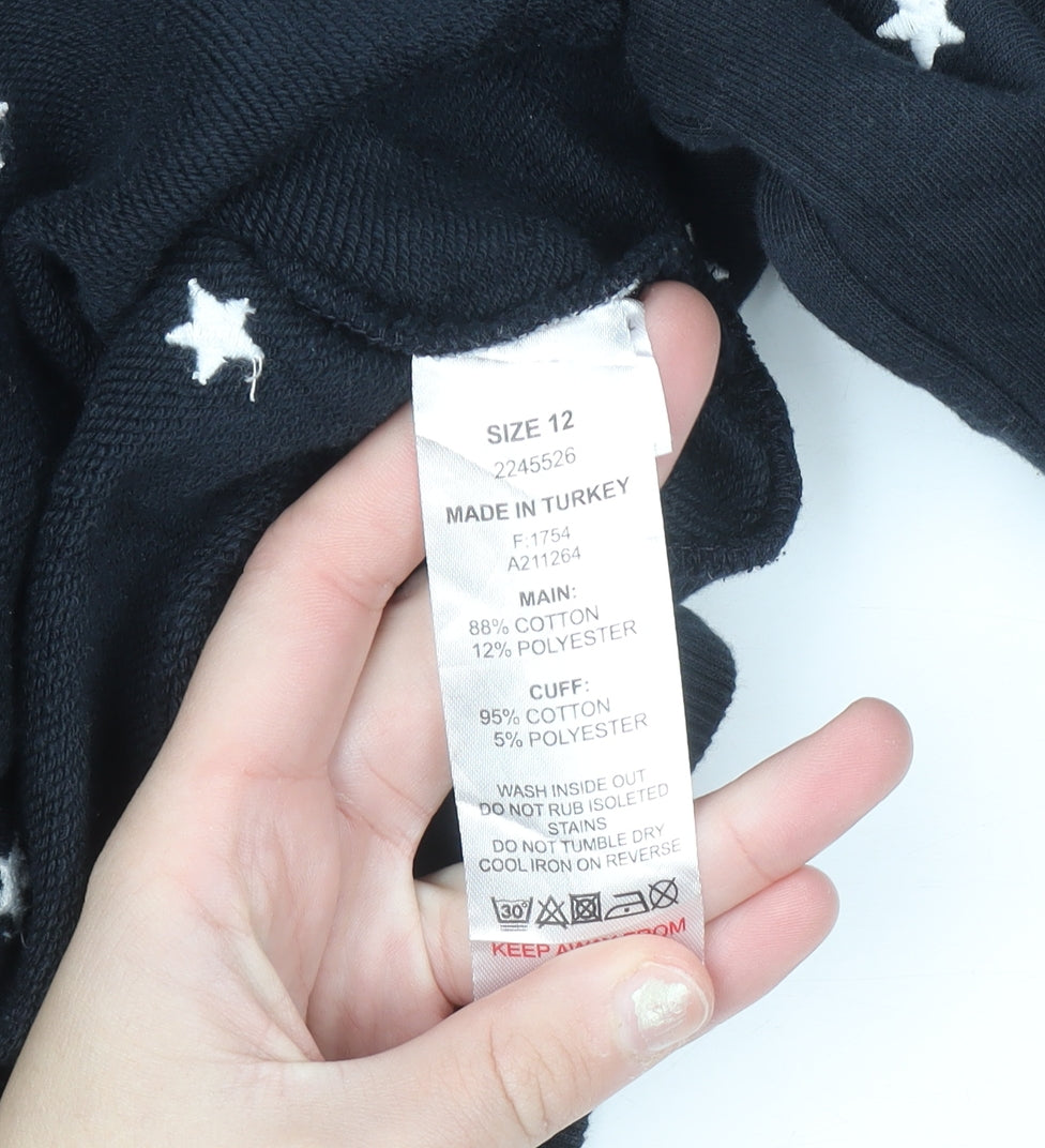 Mauvett Women Navy Blue Star Print Cotton Sweatshirt Size 12