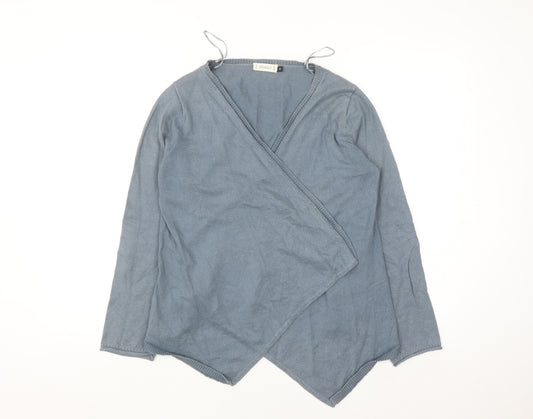 Seasalt Women Blue Size 14 Wrap Cotton Wool Cardigan