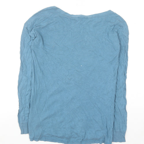 Massimo Dutti Women Blue XS Lyocell Cotton Boat Neck Jumper