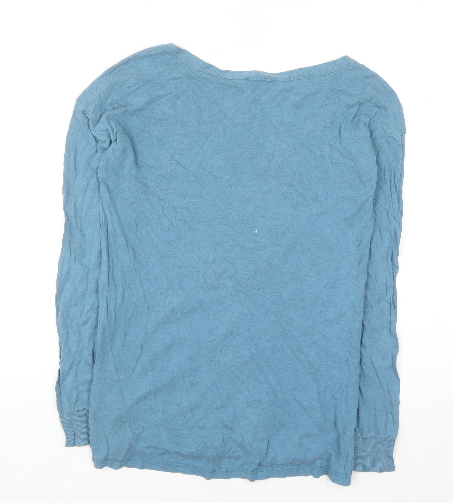 Massimo Dutti Women Blue XS Lyocell Cotton Boat Neck Jumper