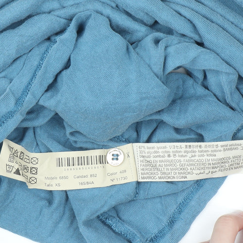 Massimo Dutti Women Blue XS Lyocell Cotton Boat Neck Jumper