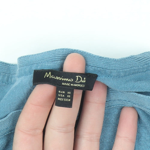 Massimo Dutti Women Blue XS Lyocell Cotton Boat Neck Jumper