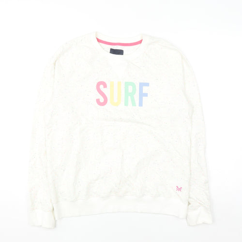 Crew Clothing Company Women White Speckled Surf Pullover Sweatshirt Size 14