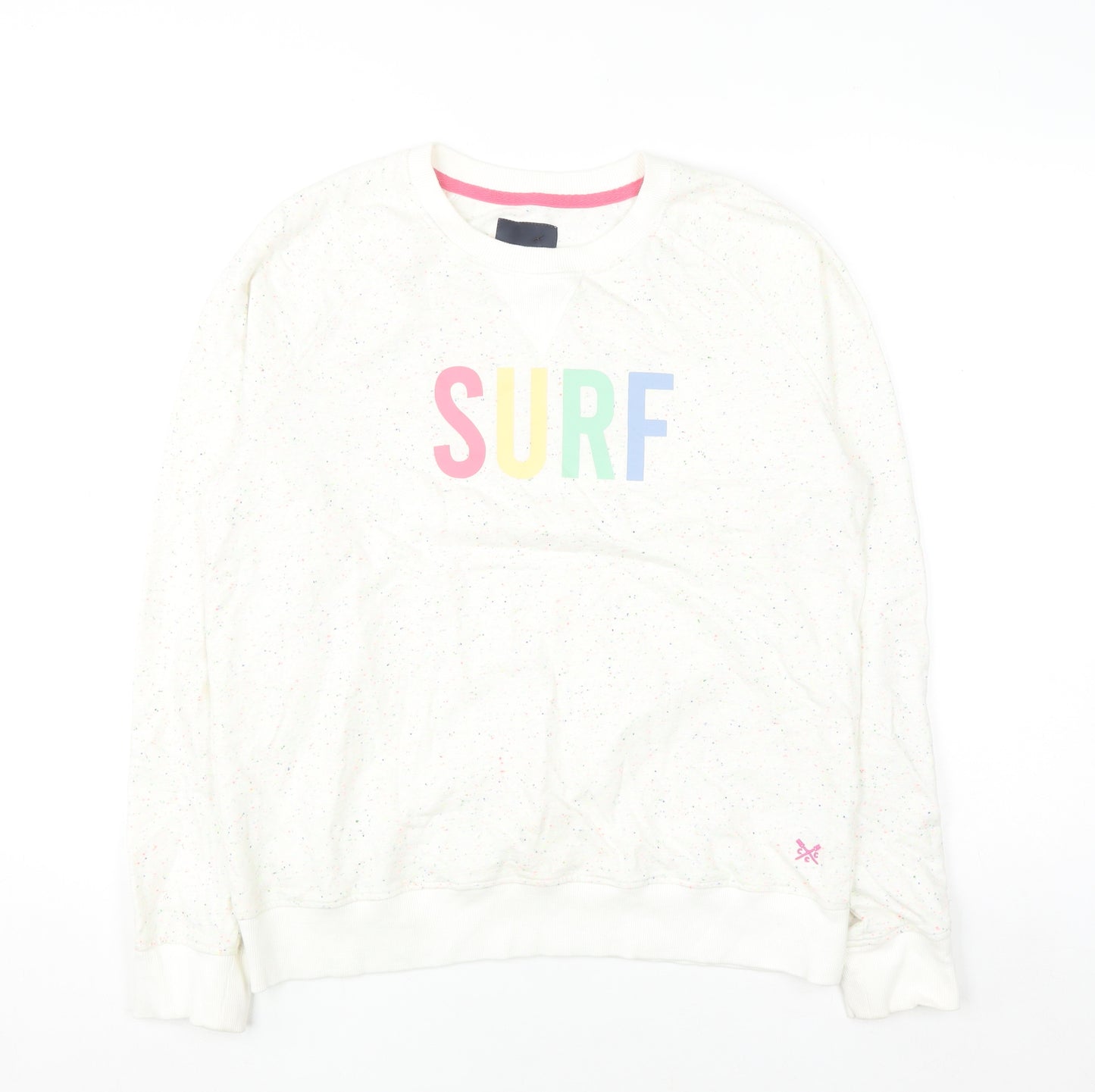 Crew Clothing Company Women White Speckled Surf Pullover Sweatshirt Size 14