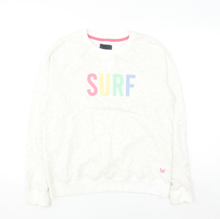 Crew Clothing Company Women White Speckled Surf Pullover Sweatshirt Size 14