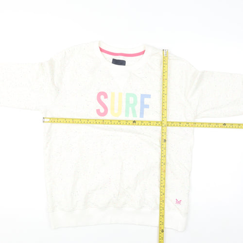 Crew Clothing Company Women White Speckled Surf Pullover Sweatshirt Size 14