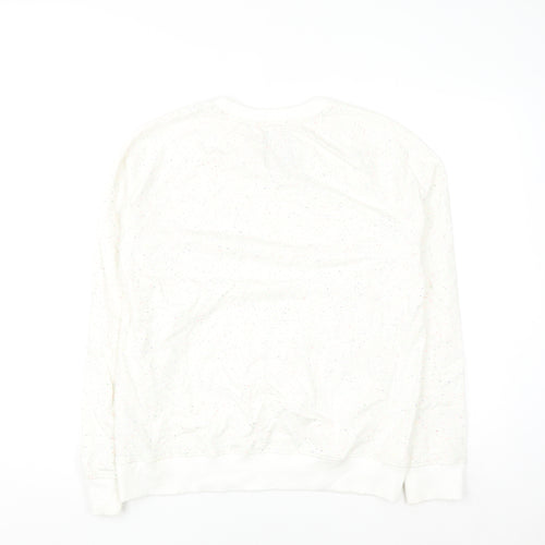 Crew Clothing Company Women White Speckled Surf Pullover Sweatshirt Size 14
