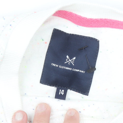Crew Clothing Company Women White Speckled Surf Pullover Sweatshirt Size 14
