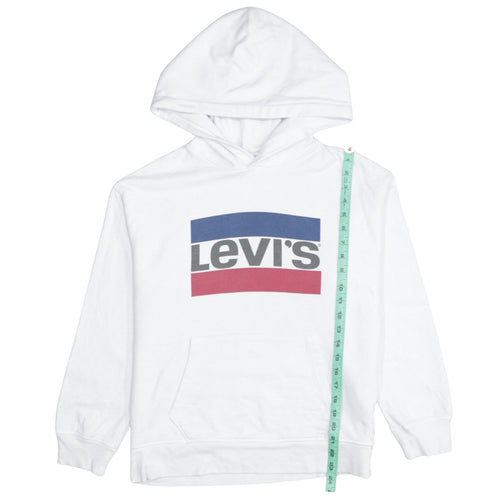 Levi's Women White Small Pullover Hoodie with Logo Print