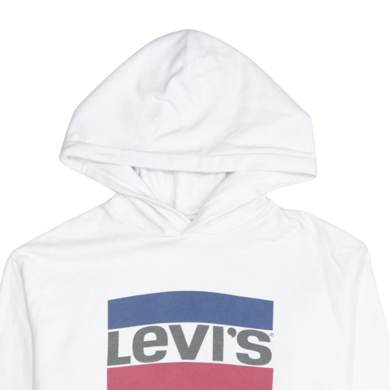 Levi's Women White Small Pullover Hoodie with Logo Print