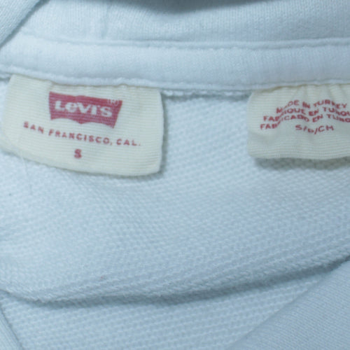 Levi's Women White Small Pullover Hoodie with Logo Print