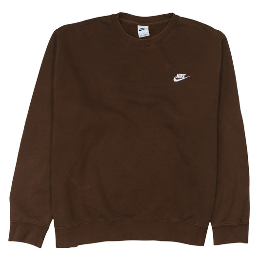 Nike Women Brown XL Pullover Sweatshirt Crew Neck Cotton Blend Logo