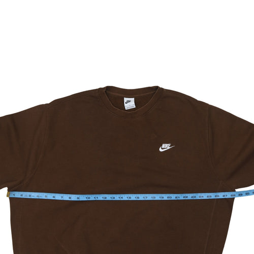 Nike Women Brown XL Pullover Sweatshirt Crew Neck Cotton Blend Logo
