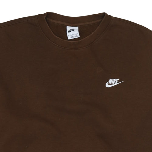 Nike Women Brown XL Pullover Sweatshirt Crew Neck Cotton Blend Logo