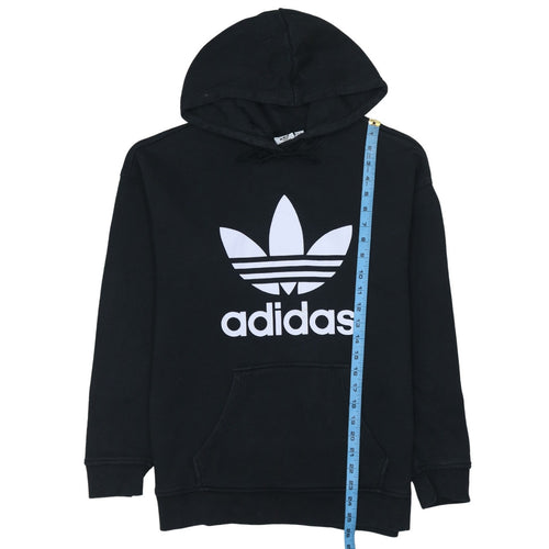 Adidas Womens Black Pullover Hoodie Size 10 Logo Hooded Sweatshirt