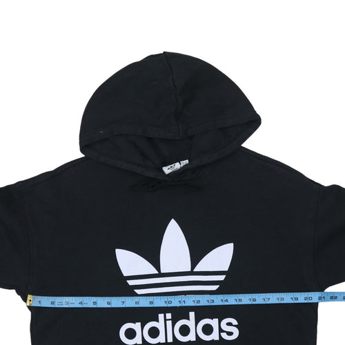 Adidas Womens Black Pullover Hoodie Size 10 Logo Hooded Sweatshirt