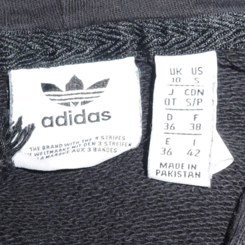 Adidas Womens Black Pullover Hoodie Size 10 Logo Hooded Sweatshirt