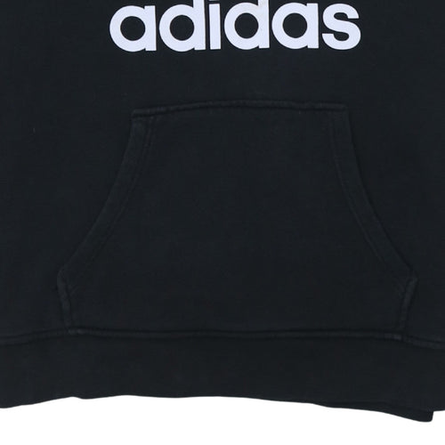 Adidas Womens Black Pullover Hoodie Size 10 Logo Hooded Sweatshirt