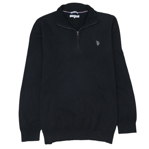 U.S. Polo Assn. Men's Black XL Mock Neck 1/4 Zip Knit Sweatshirt