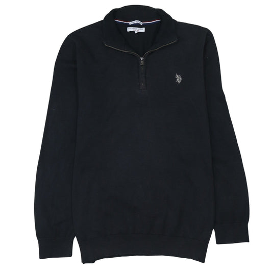 U.S. Polo Assn. Men's Black XL Mock Neck 1/4 Zip Knit Sweatshirt
