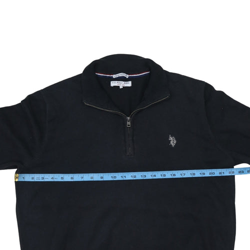 U.S. Polo Assn. Men's Black XL Mock Neck 1/4 Zip Knit Sweatshirt