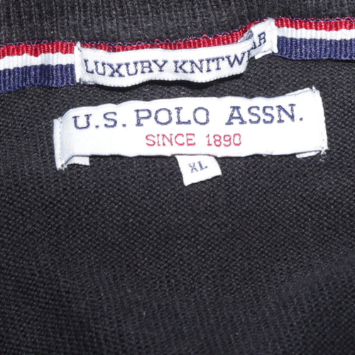 U.S. Polo Assn. Men's Black XL Mock Neck 1/4 Zip Knit Sweatshirt